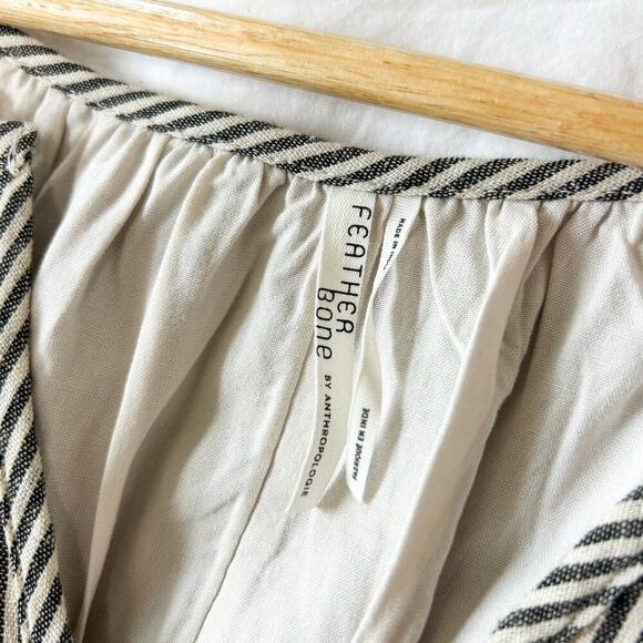 Anthropologie Lindsey Embroidered Tunic Dress Stripe Floral Sleeves M - Picture 5 of 8